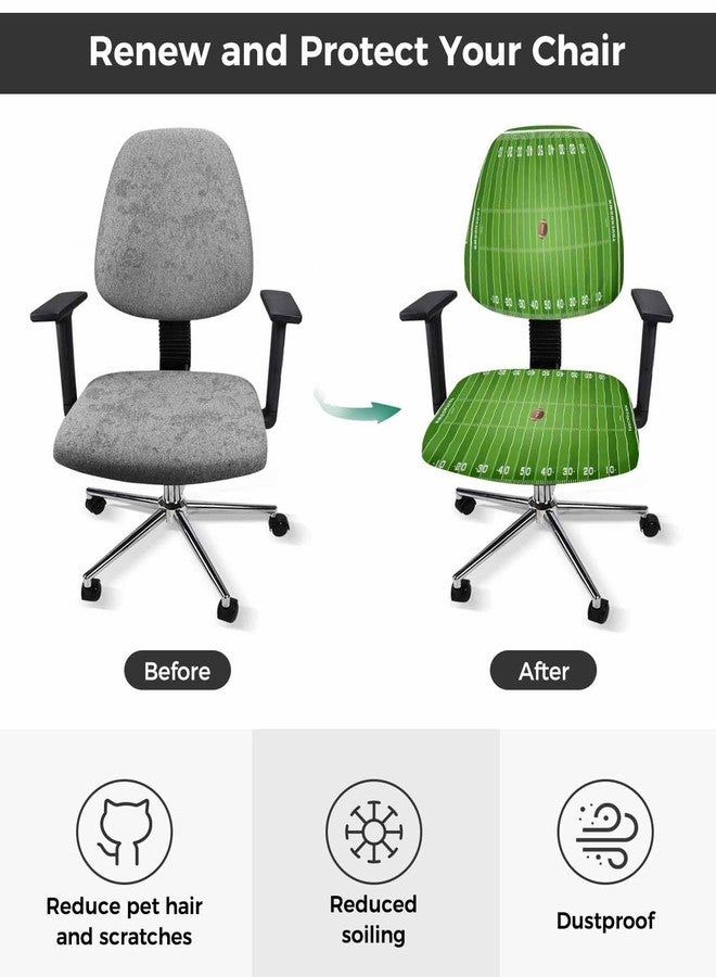 Jolunifun Football Rugby Sport Office Chair Covers Stretchable 2 Piece, Soft Decorative Computer Desk Chair Cover Protector Universal Rotating Chair Slipcover Boy Kid Game Green Arena - Image 2